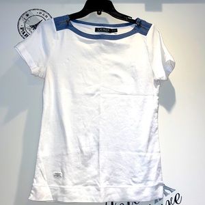 Brand- Ralph Lauren Size M Color white with blue detail